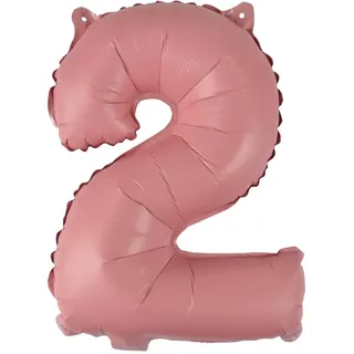 Homéa, Ballon Zahl 2, Metallise, aus Aluminium, mit Strohhalm, Höhe 40 cm, mehrfarbig