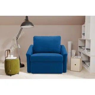 DOMO. collection Sessel Relax, Dauerschläfer, Boxspring Sofa mit Schlaffunktion, Schlafsessel, Gästebett, Schlafsofa 108 x 96 x 86 cm (BxTxH), Marine blau