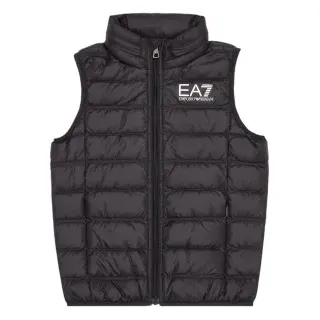 EA7 für Jungen. 7B000034_AF12477 Core Identity Boy schwarz Daunen faltbar gesteppte Daunenweste (16años= 176cm), Lässig, Polyamid, Kinderbek
