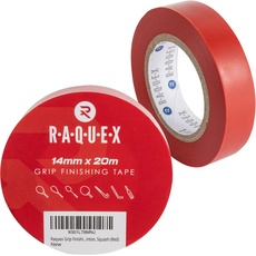 Raquex Griffband-Abschlussband für Schläger, für Tennis, Badminton, Squash, Hockey und Sport, 14 mm x 20 m, Rot