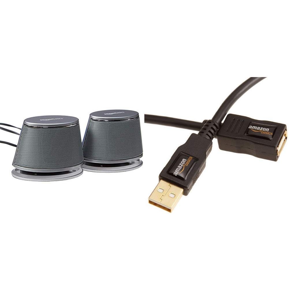 Bild von - PC-Lautsprecher mit dynamischem Sound, USB-Betrieb, Schwarz, 1 Paar & USB-Maus mit DREI Schaltflächen (schwarz)