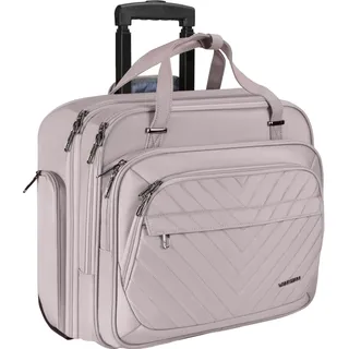VANKEAN Rollende Laptoptasche Frauen mit Rädern, passend für bis zu 15,6 Zoll Rollende Aktentasche Wasserabweisend Computertasche mit RFID-Taschen für Reisen/Business/Schule,Rosa