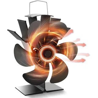 Yungeln Kaminventilator mit 6 Blättern Ofenventilator Ohne Strom Wärmebetriebener Ventilator Ofenventilator Kaminventilator Kamin Ventilator für Holzbrenner Kamin