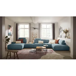 Musterring Wohnlandschaft "Lucia viel Platz, bequem, U-Form" Cord-Bezug, inklusive Kopfstütze, Gesamtbreite 524 cm, petrol