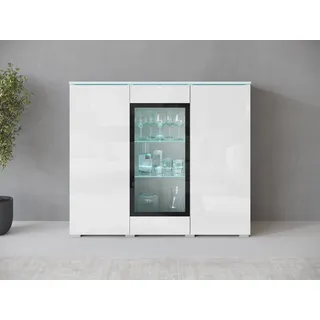 INOSIGN Highboard »Vera« Highboard mit 4 Türen, 9 Fächern, verglasten Türen, weiß