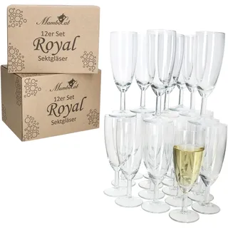 MamboCat 24er Set Royal Sektgläser I 140ml, Höhe 16cm I modernes klares Sektglas mit Fuß I Sektflöte für Prosecco, Champagner & Co I transparente Gläser für Hochzeit, Partys, Geburtstage