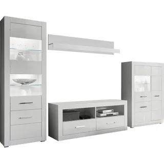 Wohnwand HOME AFFAIRE "BIANCO", weiß (weiß matt, weiß mdf hochglanz), B:335cm, Kastenmöbel-Sets, Wohnwand