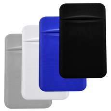 4 Pack Handy-Kartenhalter mit selbstklebendem Aufkleber für die Rückseite des Handys dehnbarer, Stoff Kartenhülle für Ausweis Kreditkarten zum Aufkleben auf Brieftasche für Android-Smartphones