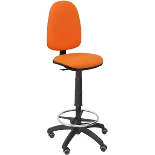 Piqueras y Crespo T04CP – ergonomischer Hocker, höhenverstellbar, Ring zum Abstützen der Füße, Rollen orange
