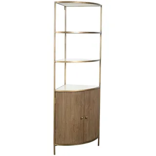 Signature Eckregal aus Massivholz und Marmor 59/193/42 cm , Beige , Holz , 42x193x28.5 cm , Wohnzimmer, Regale, Bücherregale