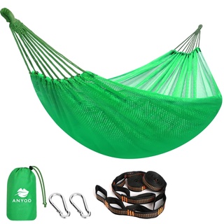 Anyoo Große Netz Hängematte 320x150cm, Atmungsaktives Cool-Mesh Hängematte mit Baumgurten für Outdoor Camping Garten Wandern Rucksacktouren