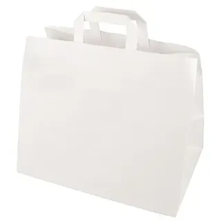 Papstar 50 Tragetaschen, Papier 27 cm x 32 cm x 17 cm Weiss mit Tragegriff