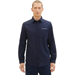 TOM TAILOR Herren Regular Fit Dobby Hemd mit Brusttasche