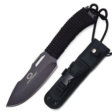 Yaksha Black Camping Messer — WithArmour — Bushkraft Messer aus 440C Stahl mit Paracordgriff