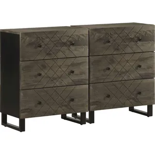Sideboards 2 Stk. Schwarz 60x33x75 cm Massivholz Mango - Schwarz
