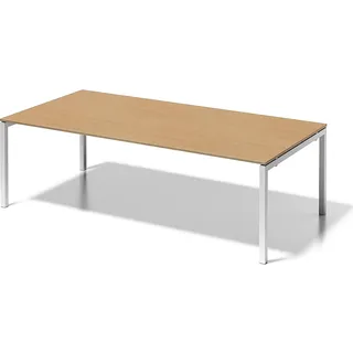 BISLEY Cito Chefarbeitsplatz/Konferenztisch, 740 mm höhenfixes U-Gestell, Metall, Bc396 Dekor Buche, Gestell Verkehrsweiß, 120 x 240 x 85 cm