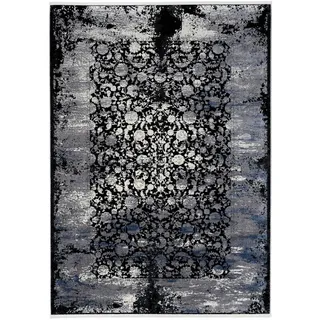 Musterring Colorado Flower, grau schwarz), B:67cm H:5mm L:130cm, Polyacryl, Viskose, Teppiche, Teppich, exclusive MUSTERRING DELUXE COLLECTION hochwertig gekettelt Fransen
