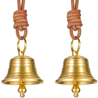 Ausicfen Set mit 2 Weihnachtsglocken aus Messing, große goldene Kuhglocken, Weihnachtsdekoration, rustikale Messingglocken, Vintage-Weihnachtsglocken zur Dekoration (Vintage-Weihnachtsglocke)