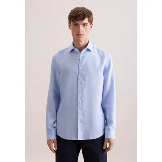 Leinenhemd SEIDENSTICKER "Schwarze Rose", Herren, Gr. S (38), normale Ärmellängen, hellblau, 100% Leinen, unifarben, slim fit, 2-Knopf-Manschette, Hemden Leinenhemd, Slim 1/1 Kentkragen Uni