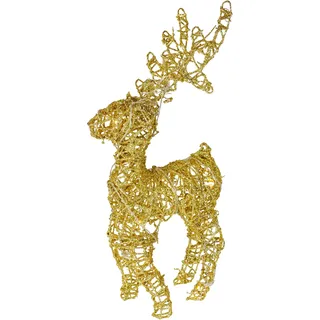 I.GE.A. LED-Rattan-Hirsch 24 x 50 cm gold