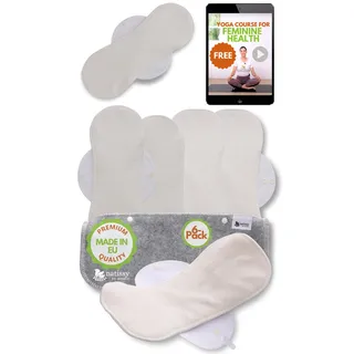 Made in EU – Waschbare Stoffbinden aus Bio-Viskose, saugstark für starke Tage (6er Set L+XL) – Dünn, atmungsaktiv & mit sicherem Halt; hautfreundliche, wiederverwendbare Periodenbinden für Frauen