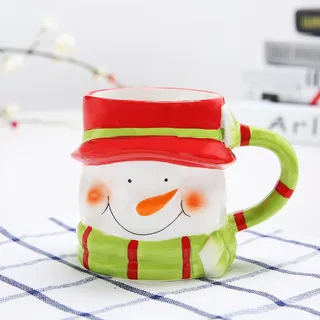 Kreative 3D Weihnachtstasse Keramik Tasse Kaffeetasse Teetasse Kaffee Tee Milch Mug Cup Tasse Becher Coffee Mugs für Weihnachten, Geburtstag, Gedenktag-Schneemann