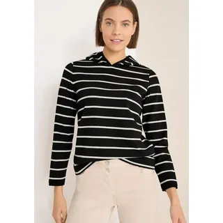 Cecil Hoodie Gestreift Schwarz L