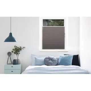 MYDECO Plissee FREE, grau 50x130cm (BH 50x130 cm - hellgrau - Klemmfix