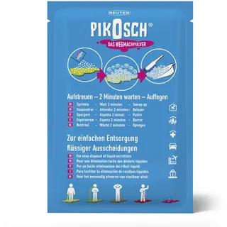 PIKOSCH - Das ultimative Wegmachpulver, Superabsorber bindet Flüssigkeiten und Gerüche wie Erbrochenes, Urin, Kot, Blut und Wasser - für ihre Familie - hohe Saugleistung (34,5g)