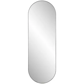 Mid.you Wandspiegel , Schwarz , Metall, Glas, Holzwerkstoff , oval , 40x120x12 cm , senkrecht montierbar, Ablage , Garderobe, Garderobenspiegel