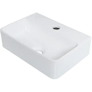 Ibergrif Hänge-Waschbecken, 37x27x11CM, Einfache Reinigung und Installation, Geeignet für Badezimmer, Weiß, Keramikmaterial