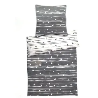 heimtexland ® Bettwäsche Set 80x80 200x135 aus kuschelig weichem Microfaser Fleece Allergiker Bettbezug Typ785 Sterne