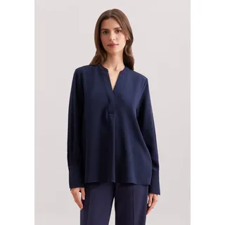 Klassische Bluse SEIDENSTICKER "Schwarze Rose", Damen, Gr. 3XL (46), blau (dunkelblau), 100% Polyester, unifarben, regular fit, ohne Ausschnitt, Blusen Klassische Bluse, Tunika Uni