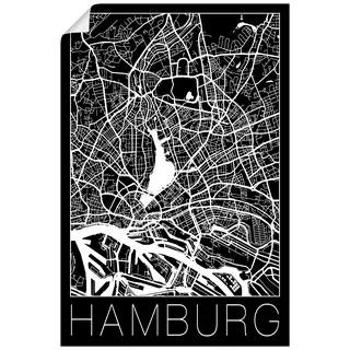 Artland Wandbild »Retro Karte Hamburg Deutschland Schwarz« Deutschland 1 Stk. tlg. als Alubild, Outdoorbild, Leinwandbild, Poster in verschied. Größen, schwarz