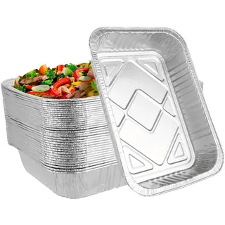 VIDETOL 30 Stück Aluschalen Grill, 37 x 26 x 7 cm Alu Grillschalen, 4900ml Aluschalen Groß, Alu Grillschalen, Alu Tropfschalen, Grill Schale für Gasgrill, Braten, Kochen