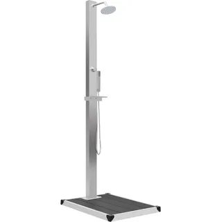 vidaXL Gartendusche mit Bodenelement WPC Edelstahl - Grau