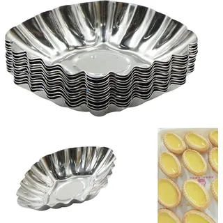 Tarteform Quicheform Egg Tart Edelstahl - Eierkuchenform Mini TöRtchenformen FöRmchen Backform Antihaftbeschichtung Mold Cupcake Kuchen Cookie Form Puddingform Backen Werkzeug Diamant-Form 20 Stück