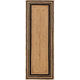 benuta Pure Juteläufer, Schwarz 70x200 cm - Handgewebter Wohnzimmerteppich - Natürliches Boho Design - für Fußbodenheizung geeignet Teppiche - Böden, Teppiche, Teppichläufer,