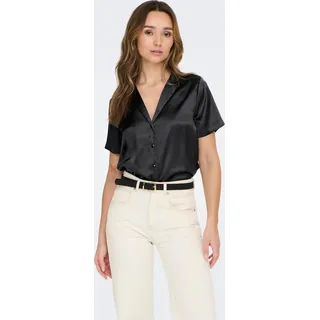 Elegante Hemd Bluse mit Knöpfen Glänzendes Satin Shirt Top JDYFIFI | XXL - Schwarz