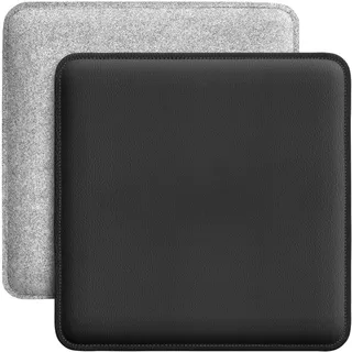 Miqio Design Sitzkissen | Wendekissen Rechteckig aus Filz und Kunstleder | Stuhlkissen 35x35 cm | 2er-Set | Sitzauflage für Bank und Stuhl | Hellgrau-Schwarz