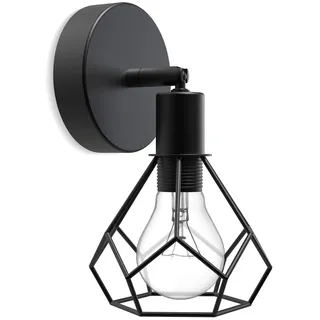 EMKE Wandleuchte Innen Wandlampe Schwarz, E14 Wandstrahler Industrial Retro Lampe, Vintage Wandlampen Wohnzimmerlampe Wandstrahler Innen Wandleuchten für das Bad
