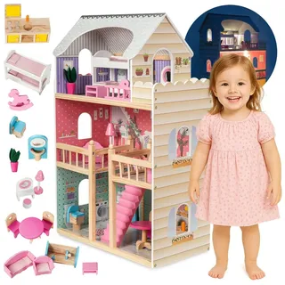 Mamabrum Holzpuppenhaus Großes Puppenhaus gelb
