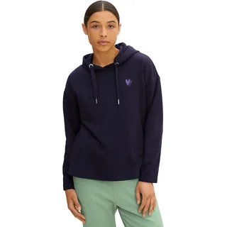 TOM TAILOR Damen Hoodie Sweatshirt mit Herz-Stickerei