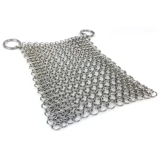 Grillfürst Ringreiniger für Dutch Oven & Gusseisen - Edelstahl Kettengeflecht 14 x 14 cm - Pfannen- & Topfreiniger für Grill, Pfanne, Wok, Gusseisen & Emaille