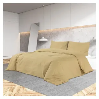 vidaXL Bettwäsche-Set Taupe Gelb/Schwarz 220 x 240 cm