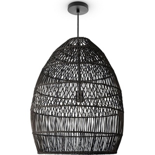 Paco Home Pendelleuchte »VIHMO«, Leuchtmittel E27 ohne Leuchtmittel, Rattan Pendelleuchte Wohnzimmer Natur LED Boho Rustikal Korb E27, schwarz