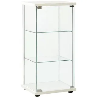 vidaXL Vitrine mit 3 Ebenen, 42,5/36,5,86 cm, aus Gehärtetes Glas, in Weiß und Transparent , 42.5x86x36.5 cm , Esszimmer, Vitrinen, Vitrinenschränke