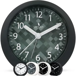 Wecker Analog ohne Ticken mit Batterie, Licht, Analoger Wecker ohne Ticken ohne Strahlung, Tickgeräusche mit 24 Melodien, Batteriebetrieben, Kleine Tischuhr Analog lautlos, Standuhr Klein, Alarm Clock
