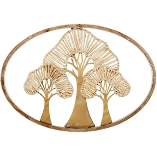 DRW Wanddeko Bäume aus Holz und Metall in Naturtönen 46 x 3 x 66 cm
