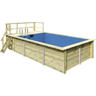 Aufstellpool Holzpool-Set Karibu rechteckig 672x353x124 cm inkl. Sandfilteranlag